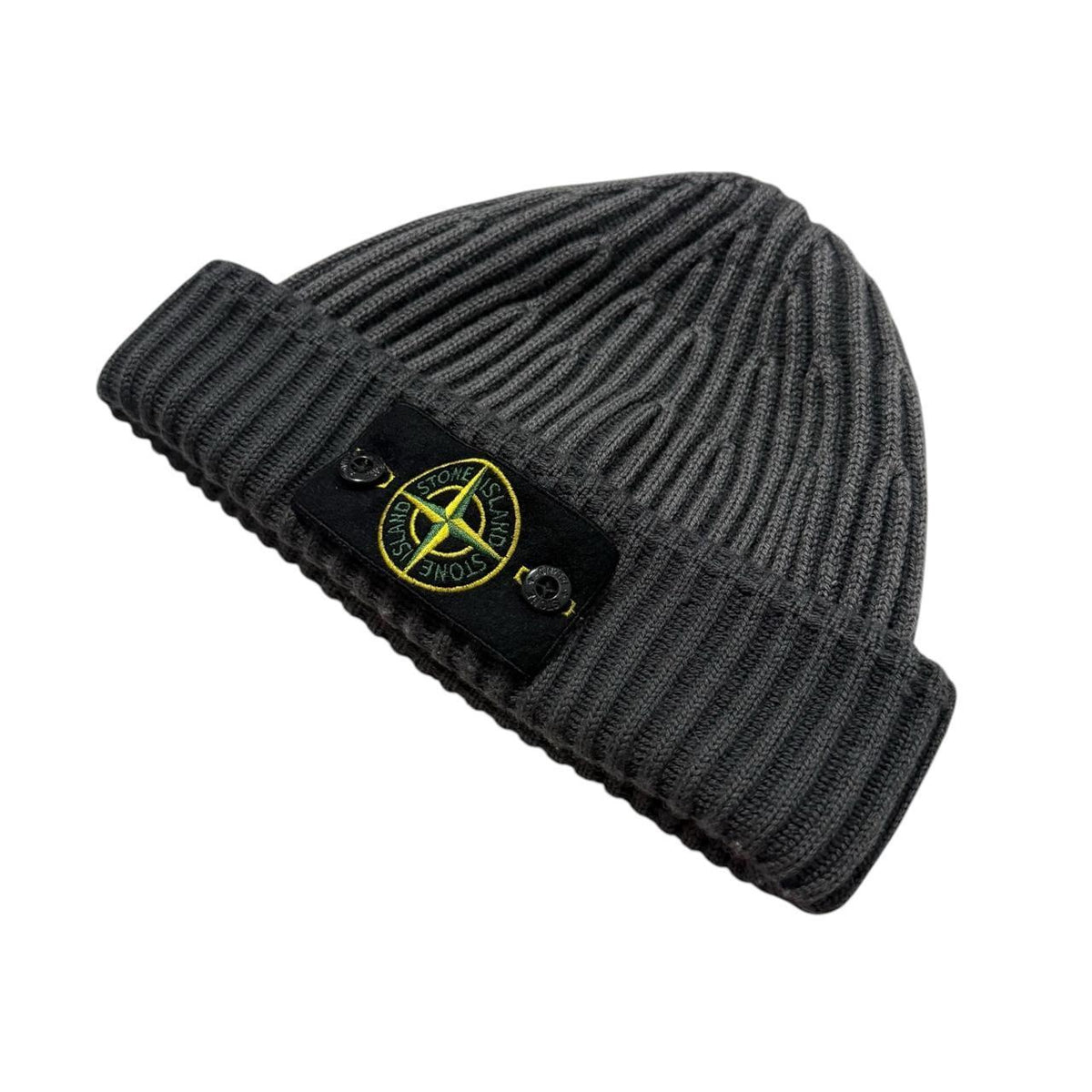 Stone Island Ribbed Beanie | O/S, Charcoal
