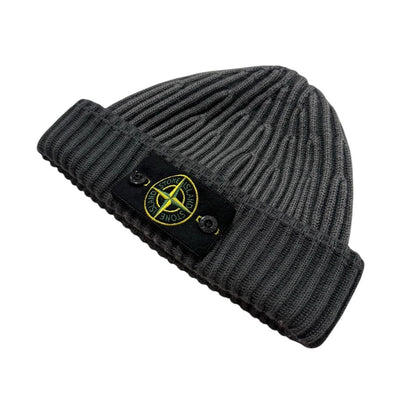 Stone Island Ribbed Beanie | O/S, Charcoal