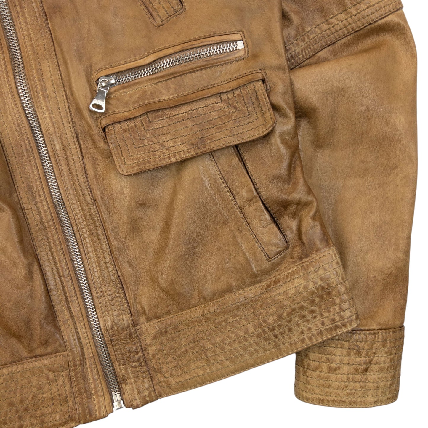 Vintage 2000s Dolce & Gabbana Zip Up Leather Jacket Size S | Small, Brown