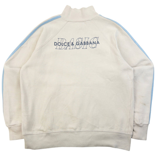 Vintage 2000s Dolce & Gabbana Zip Up Sweatshirt Size M | Medium, Cream