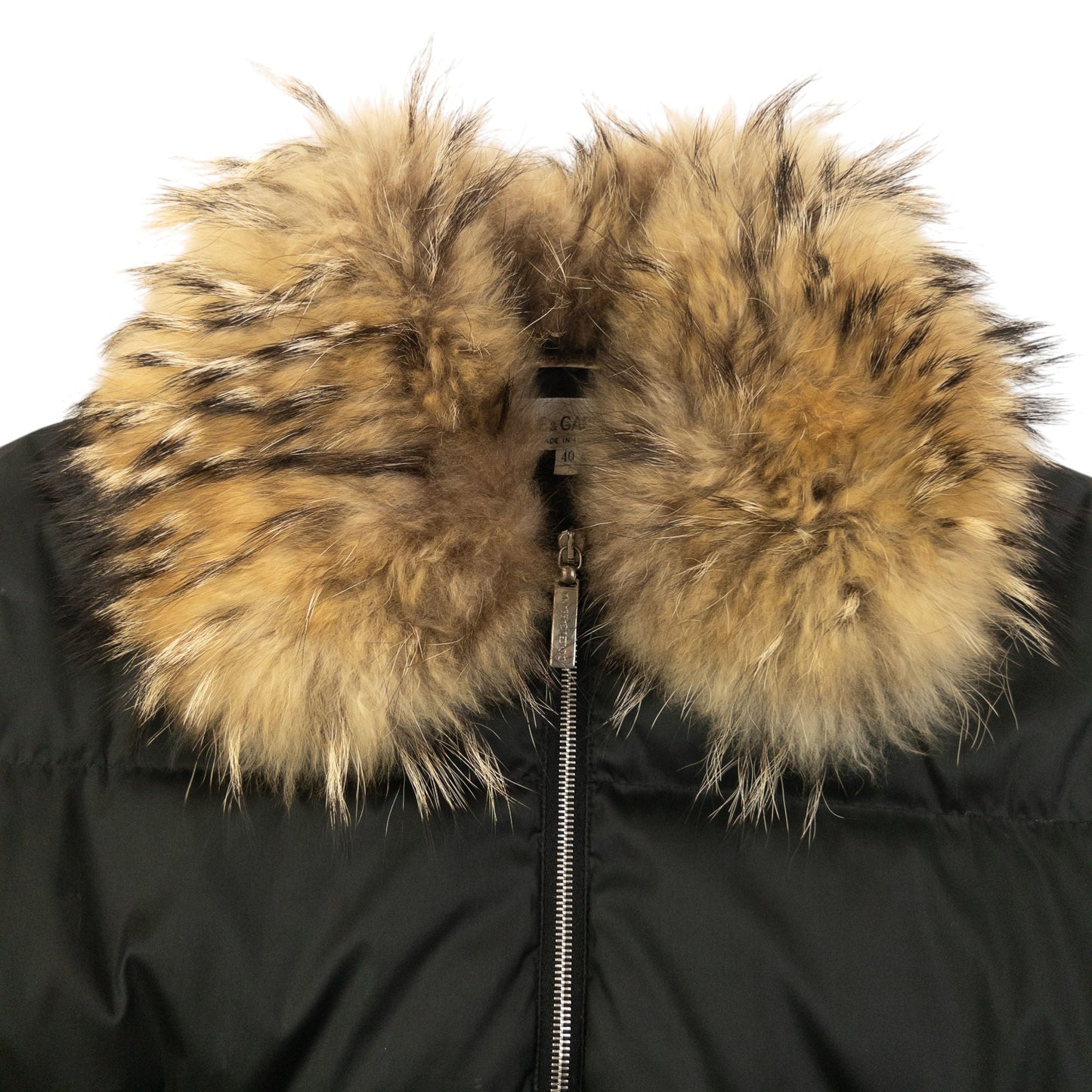 Vintage 2000s Dolce & Gabbana Fur Collar Puffer Jacket Womens Size M | Medium, Black