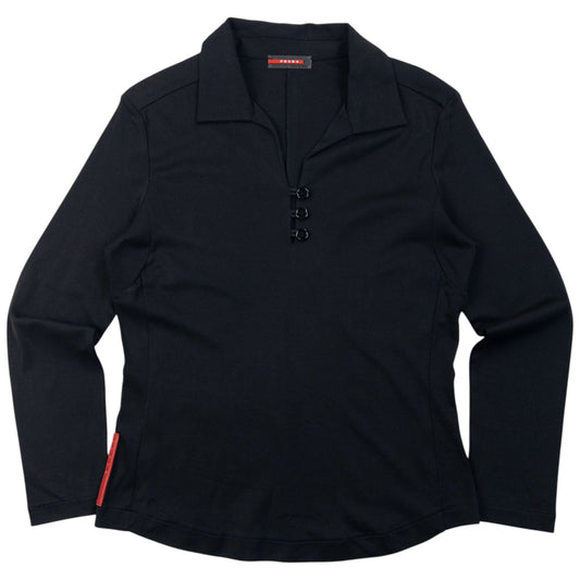 Vintage 2000s Prada Sport Long Sleeve Top Womens Size M | Medium, Black