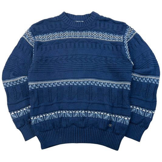 Vintage 90s Valentino Sport Pattern Knit Jumper Size S | Small, Blue