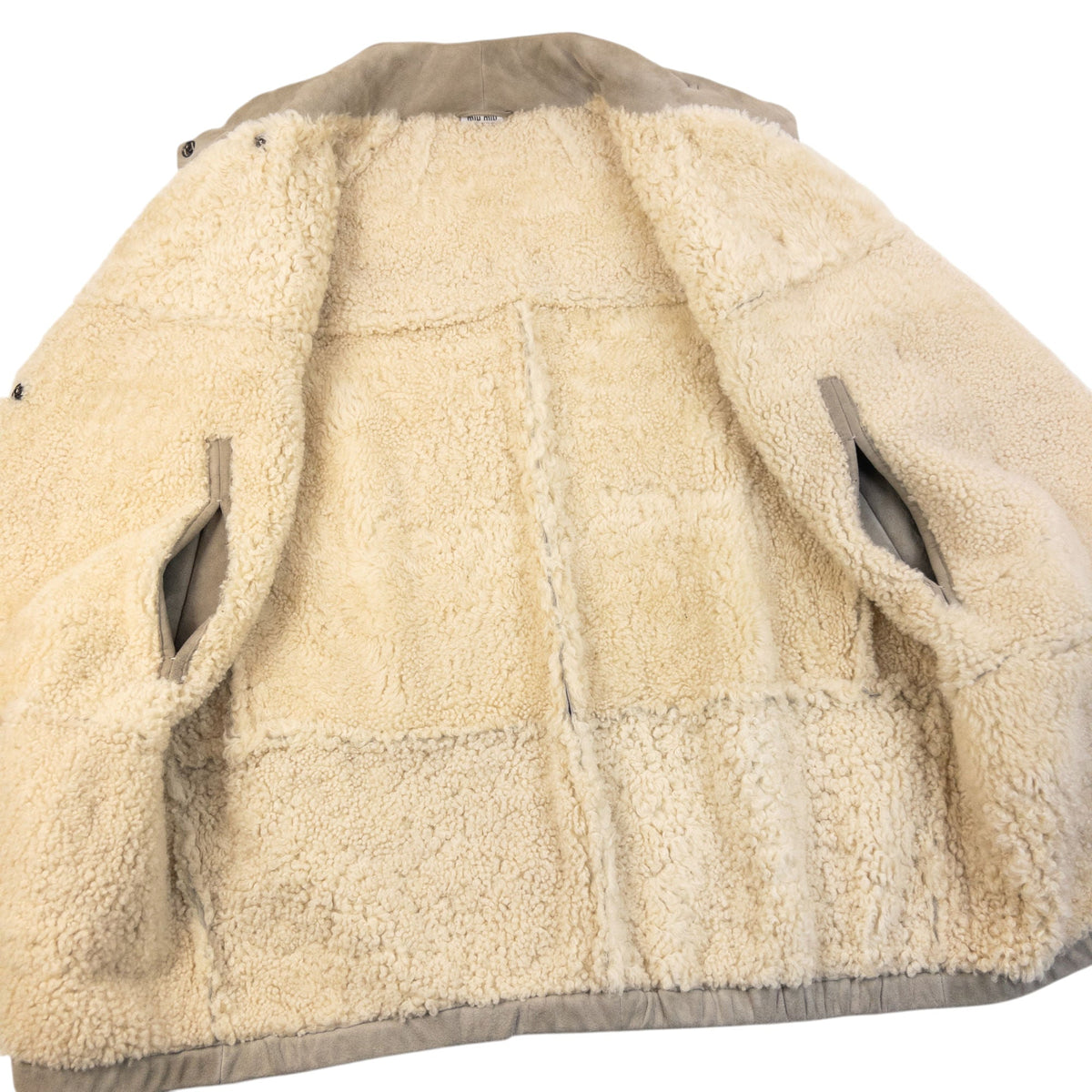 Vintage 2009 Miu Miu Fleece Lined Shearling Jacket Size L | Large, Beige