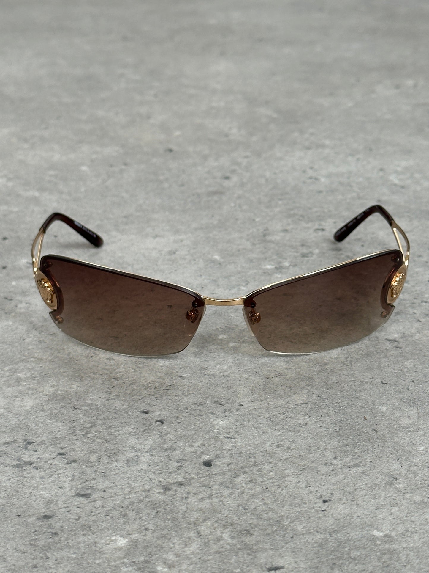 Versace 1990s Rimless Medusa Logo Sunglasses