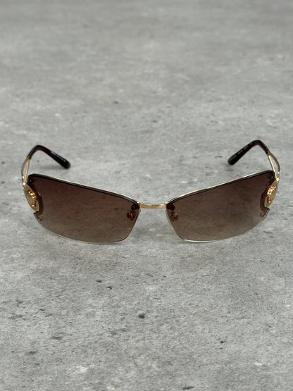 Versace 1990s Rimless Medusa Logo Sunglasses