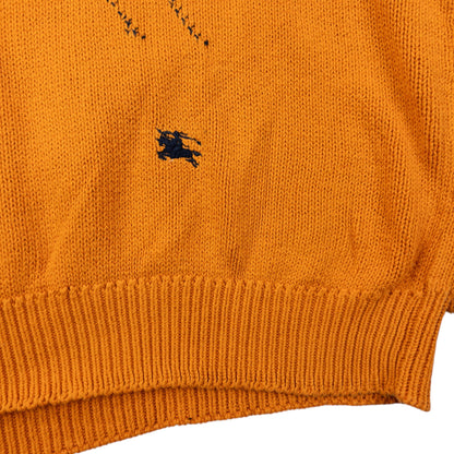 Vintage 90s Burberry Argyle Knit Jumper Size M | Medium, Orange