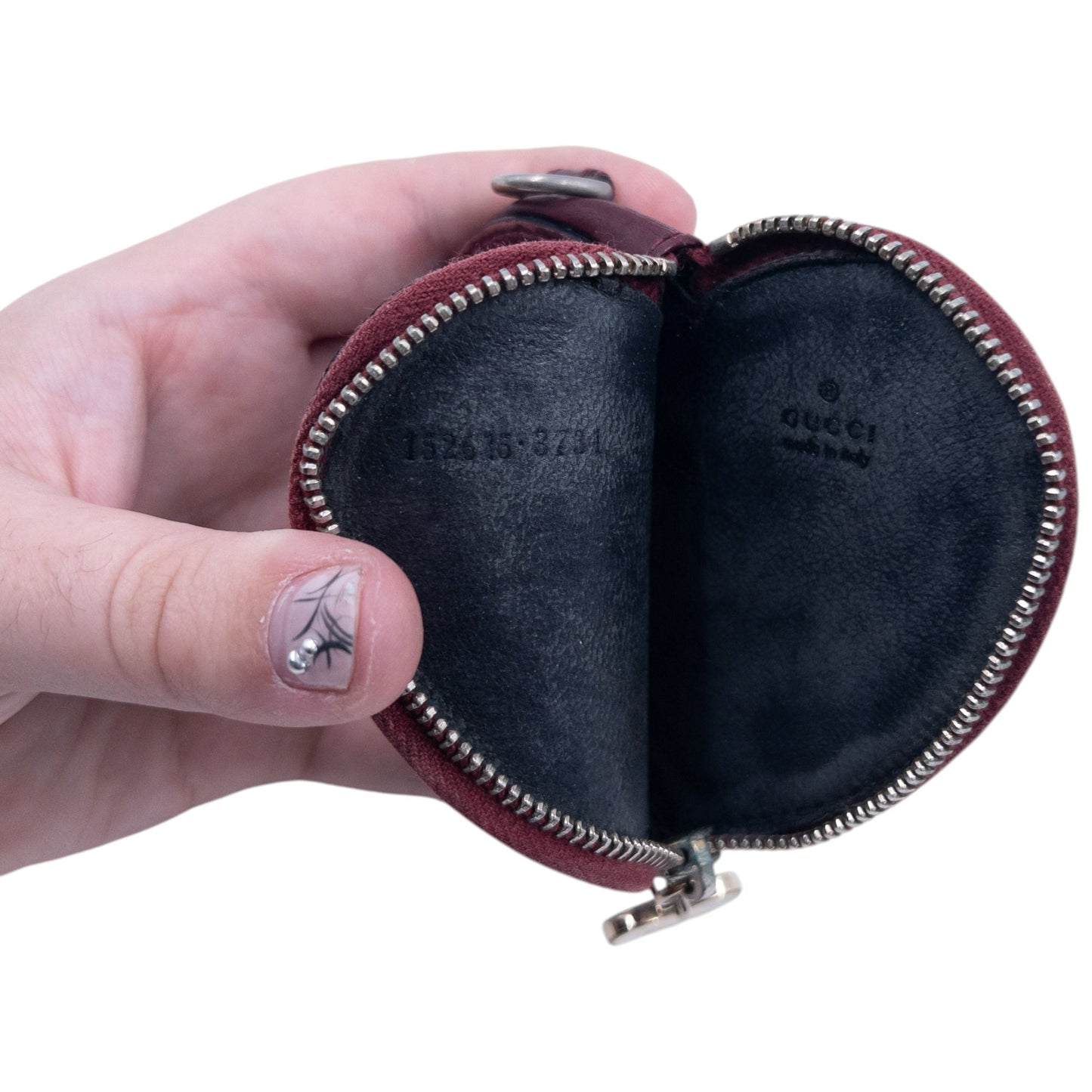 Vintage Gucci Monogram Leather Heart Coin Purse | O/S, Burgundy