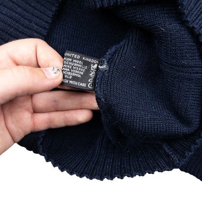 Vintage 90s Burberry Wool Jumper Size S | Small, Navy