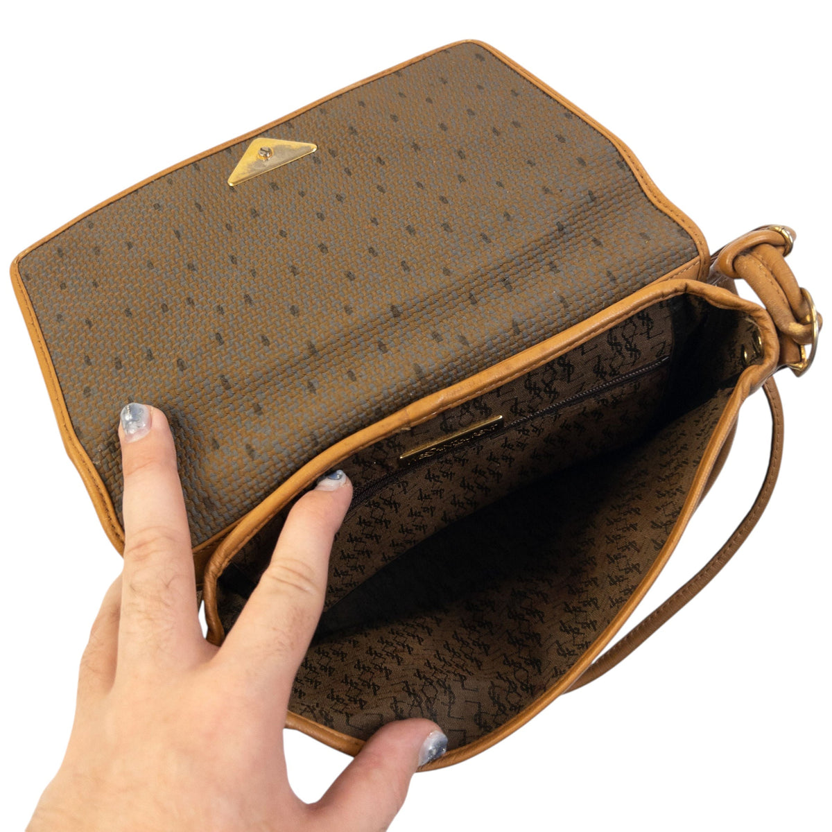 Vintage 90s YSL Yves Saint Laurent Leather Shoulder Bag | O/S, Brown