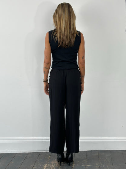 Vintage 1990s Pure Silk Wide Leg Trousers - W28
