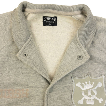 Vintage 2000s Stussy Varsity Button Up Jacket Size M | Medium, Grey