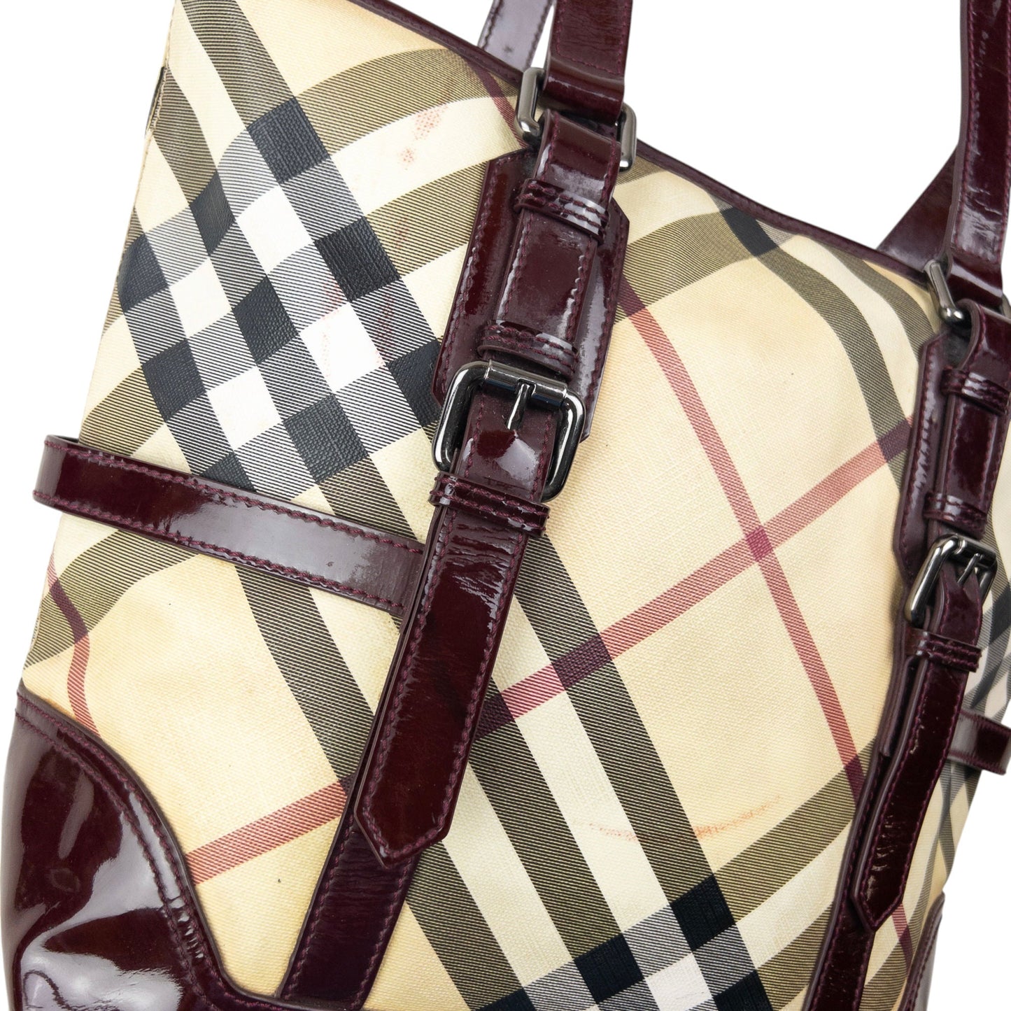 Vintage 2000s Burberry Nova Check Shoulder Bag | O/S, Beige, Burgundy