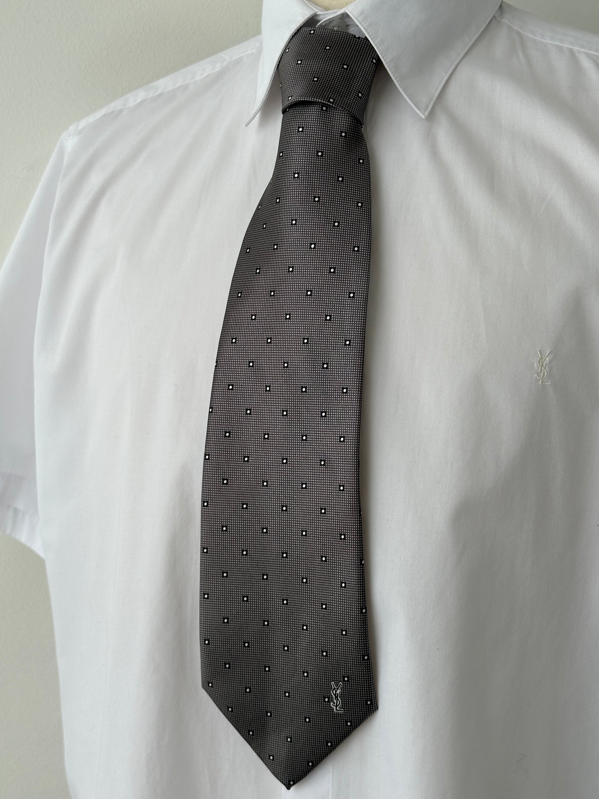 Yves Saint Laurent 1990s Pure Silk Logo Tie