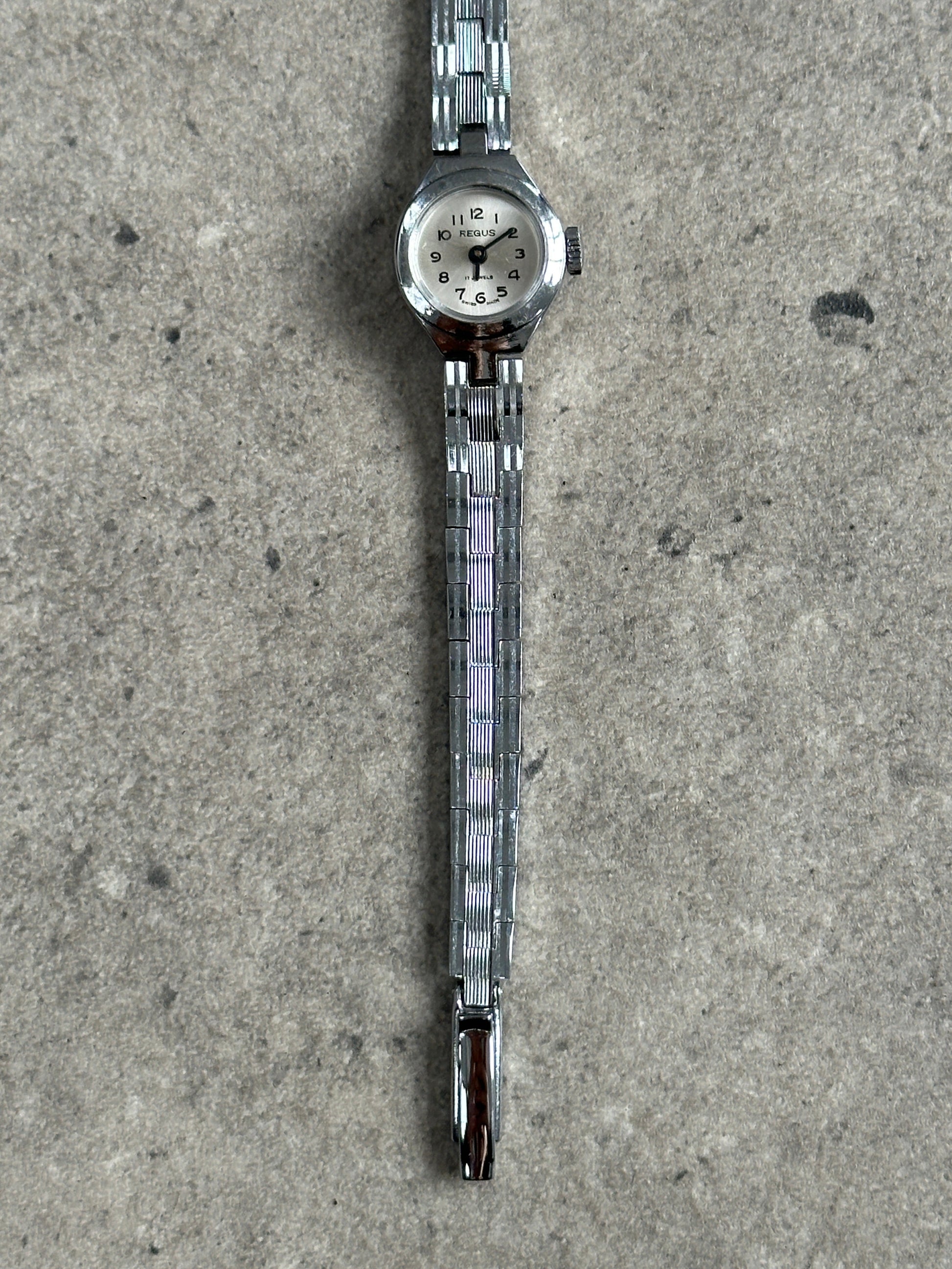 Regus 1970s Swiss Silver ToneJewel Mechanical Watch