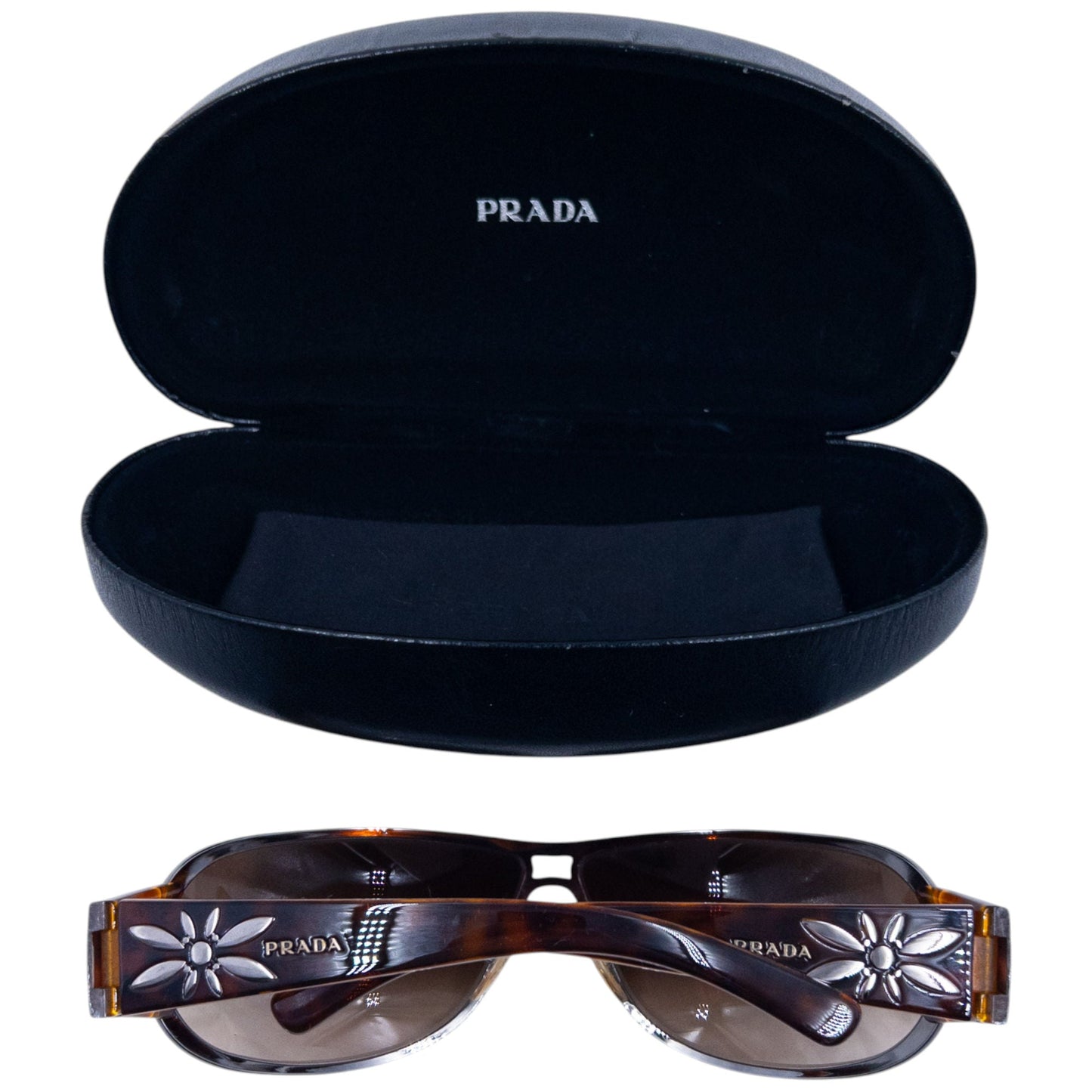 Vintage 2000s Prada Tortoise Shell Flower Sunglasses