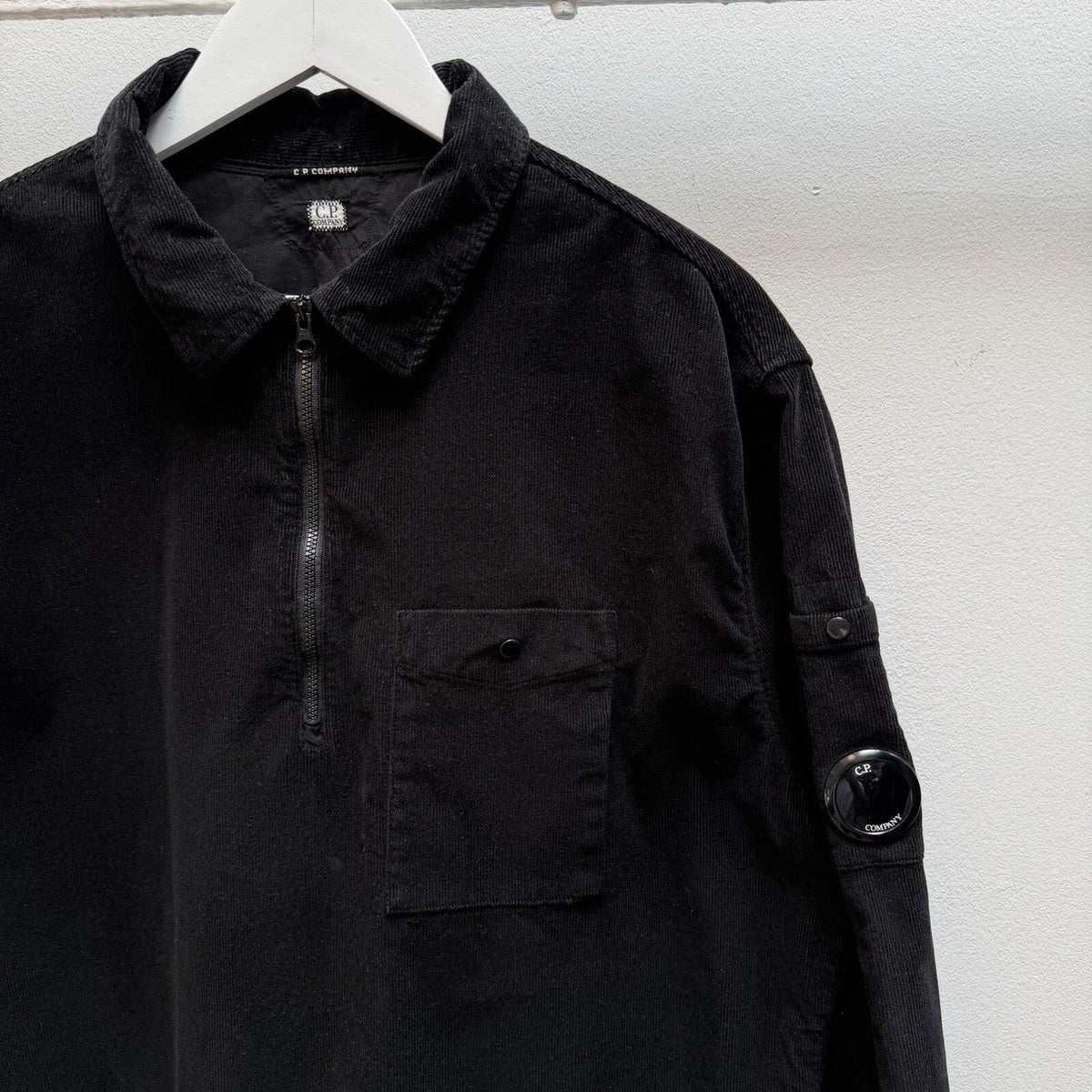 CP Company Q-Zip Corduroy Overshirt (XL) | Extra Large, Black