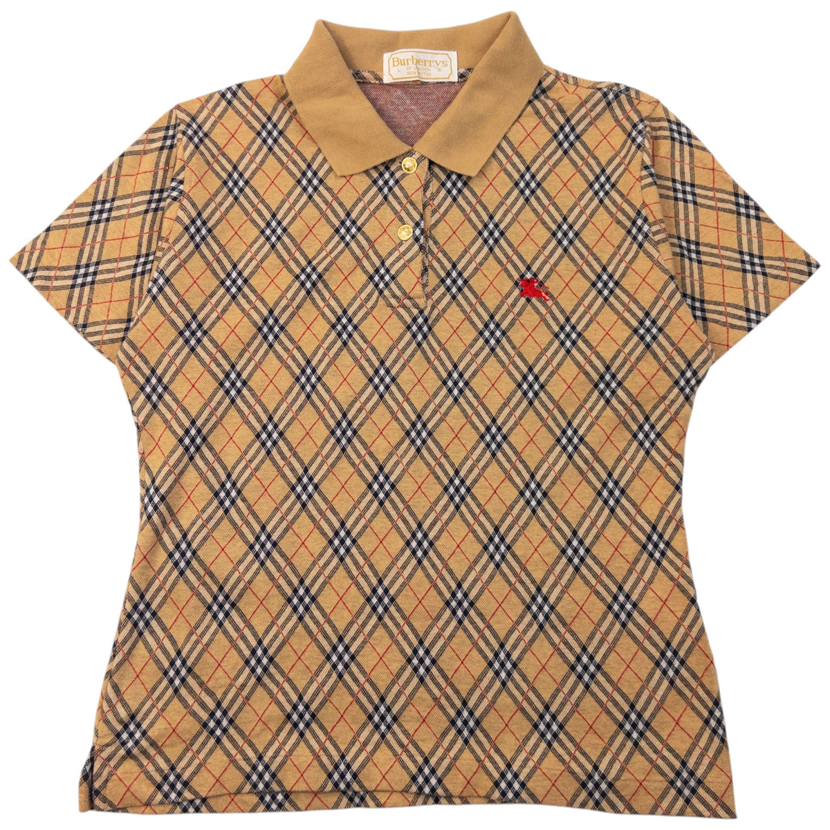 Vintage 90s Burberry Nova Check Polo Shirt Womens Size S | Small, Beige