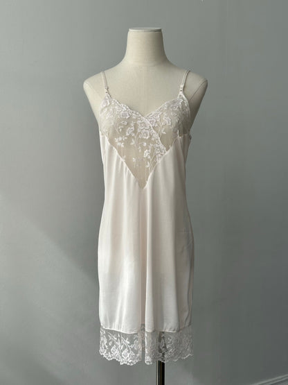 Vintage 1990s V Neck Lace Slip Dress - S-M