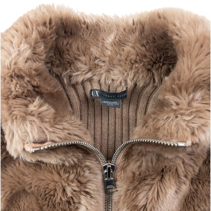 Vintage 2000s Armani Exchange Faux Fur Ribbed Knit Gilet Womens Size XS | XS, Beige
