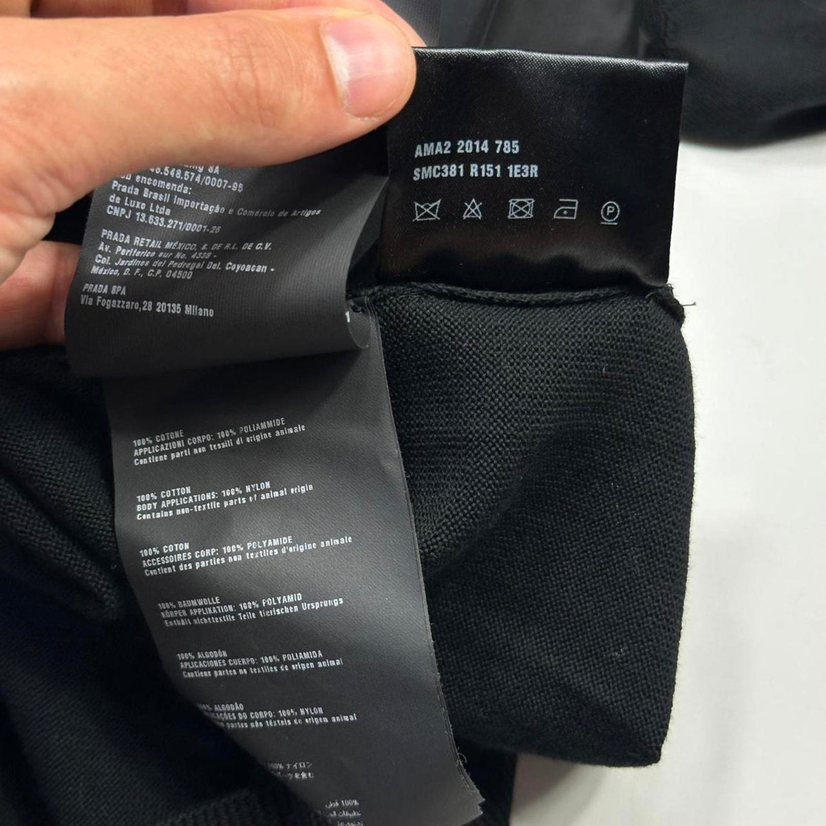 Prada Milano 2014 Red Tab Black Nylon Panelled Cardigan - IT56 (L/XL) | Large