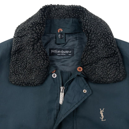 Vintage 90s YSL Yves Saint Laurent Fleece Collar Jacket Size L