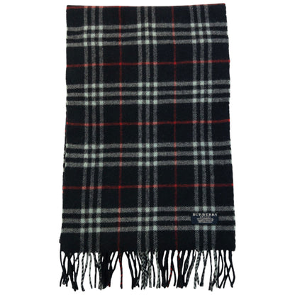 Vintage 2000s Burberry Nova Check Lambswool Tassel Scarf | O/S, Navy
