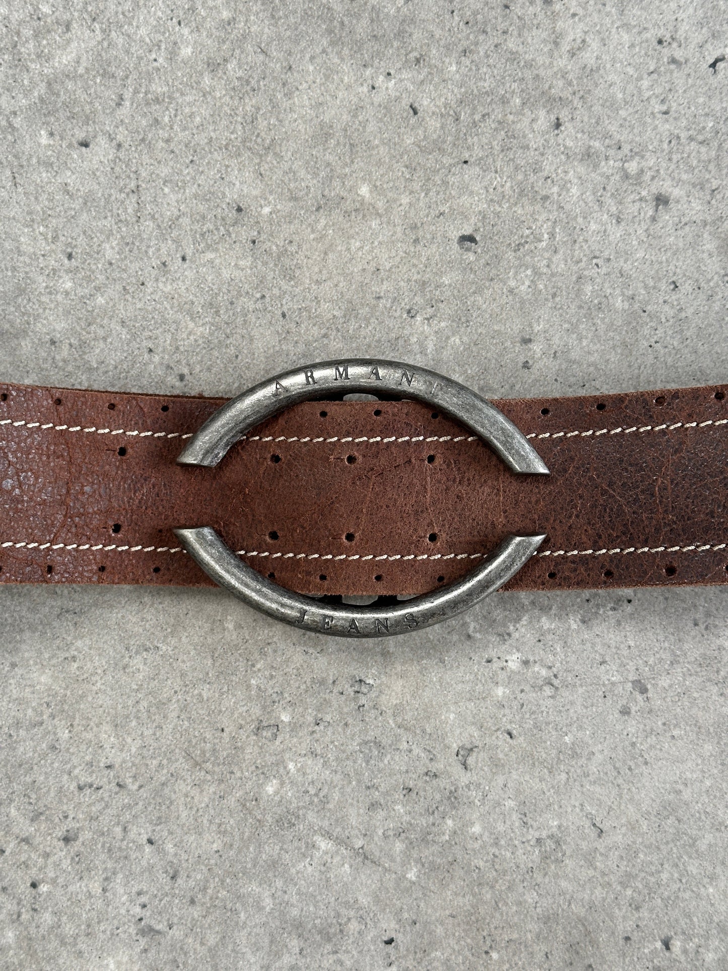 Armani Jeans 2000s Leather Chunky Belt - W33-37