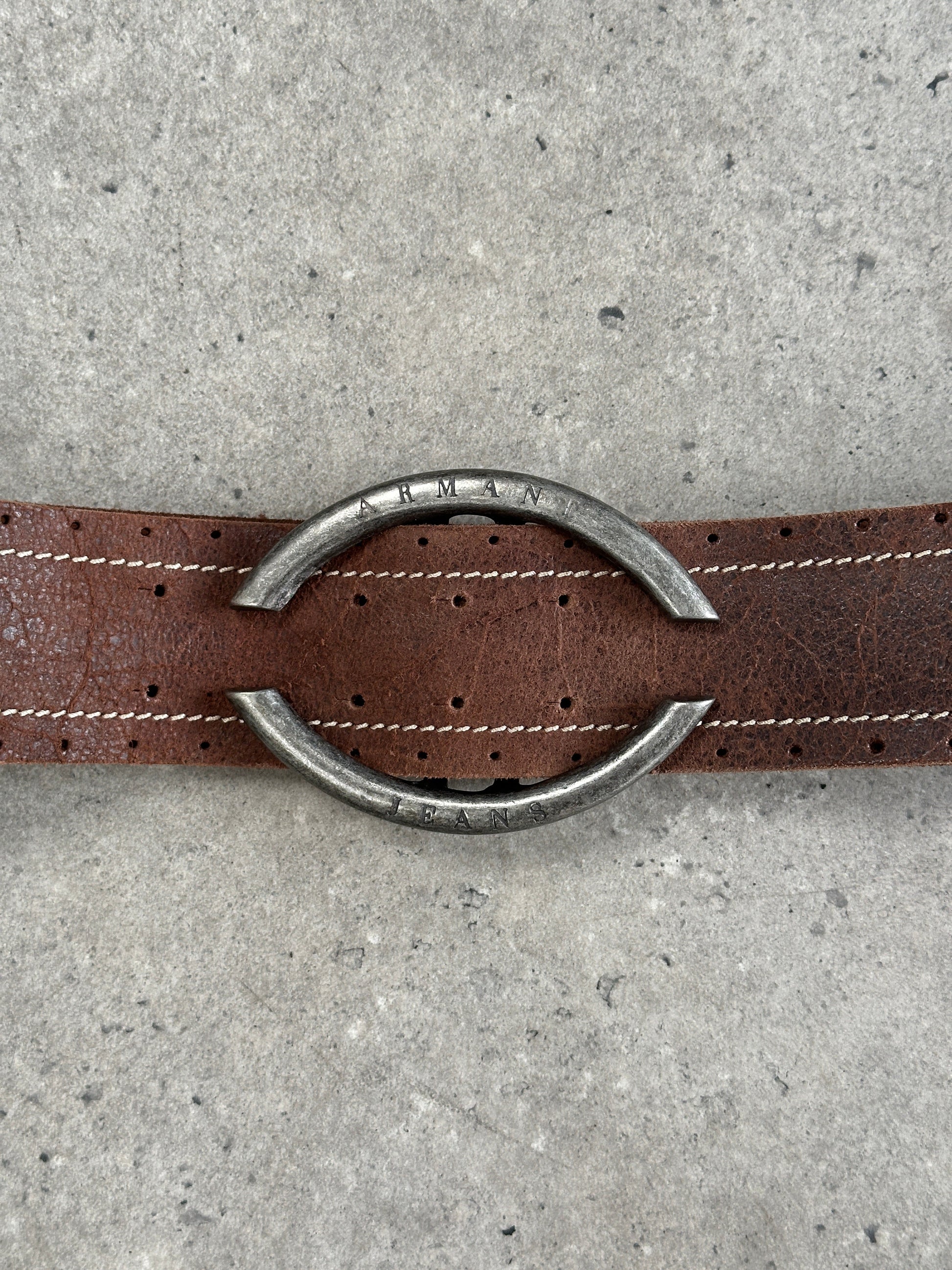 Armani Jeans 2000s Leather Chunky Belt - W33-37