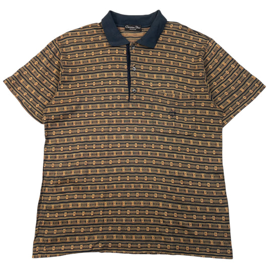 Vintage 90s Dior Monsieur Pattern Polo Shirt Size M | Medium, Red