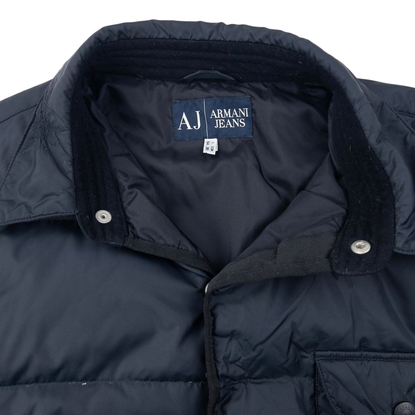 Vintage Armani Jeans Button Up Puffer Jacket Size L