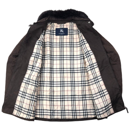 Vintage 2000s Burberry Nova Check Lined Fur Collar Quilted Jacket Womens Size L | Large, Brown