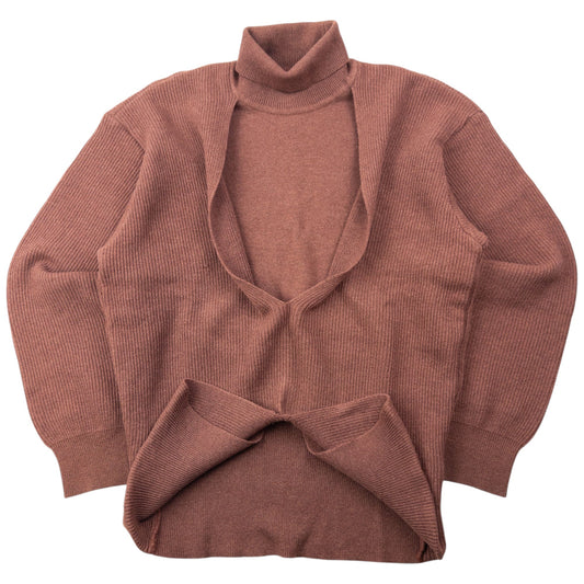 Vintage 2000s Issey Miyake Layered Turtleneck Wool Jumper Size M | Medium, Brown