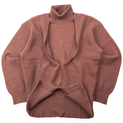 Vintage 2000s Issey Miyake Layered Turtleneck Wool Jumper Size M | Medium, Brown