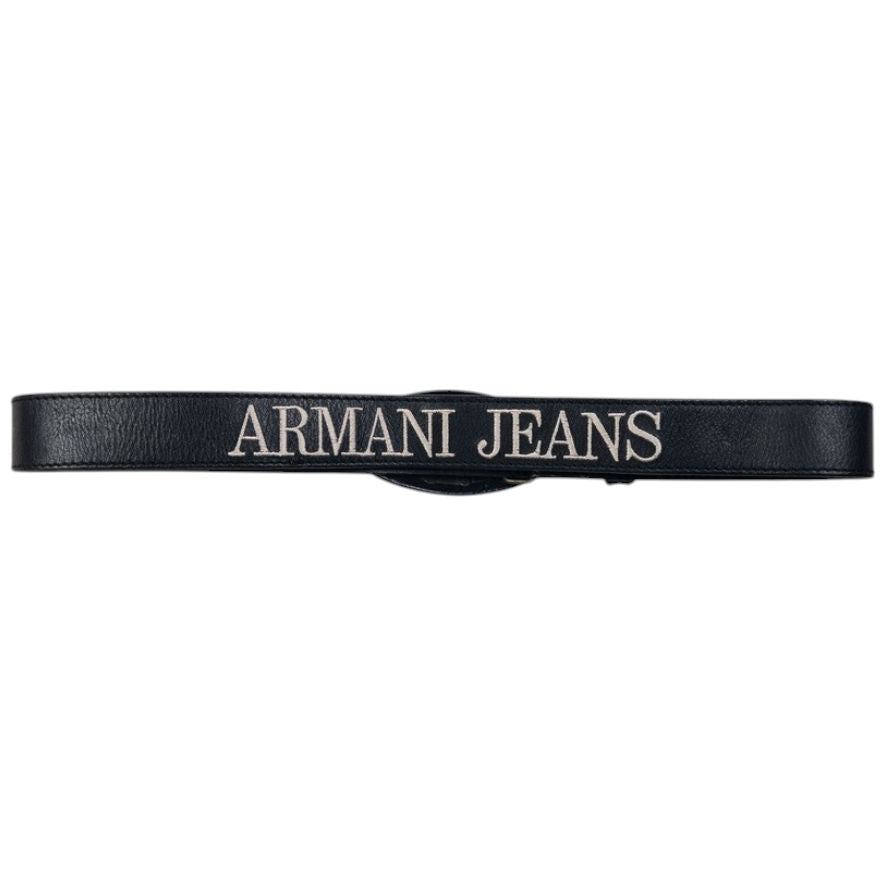 Vintage Armani Jeans Embroidered Leather Belt Size W38