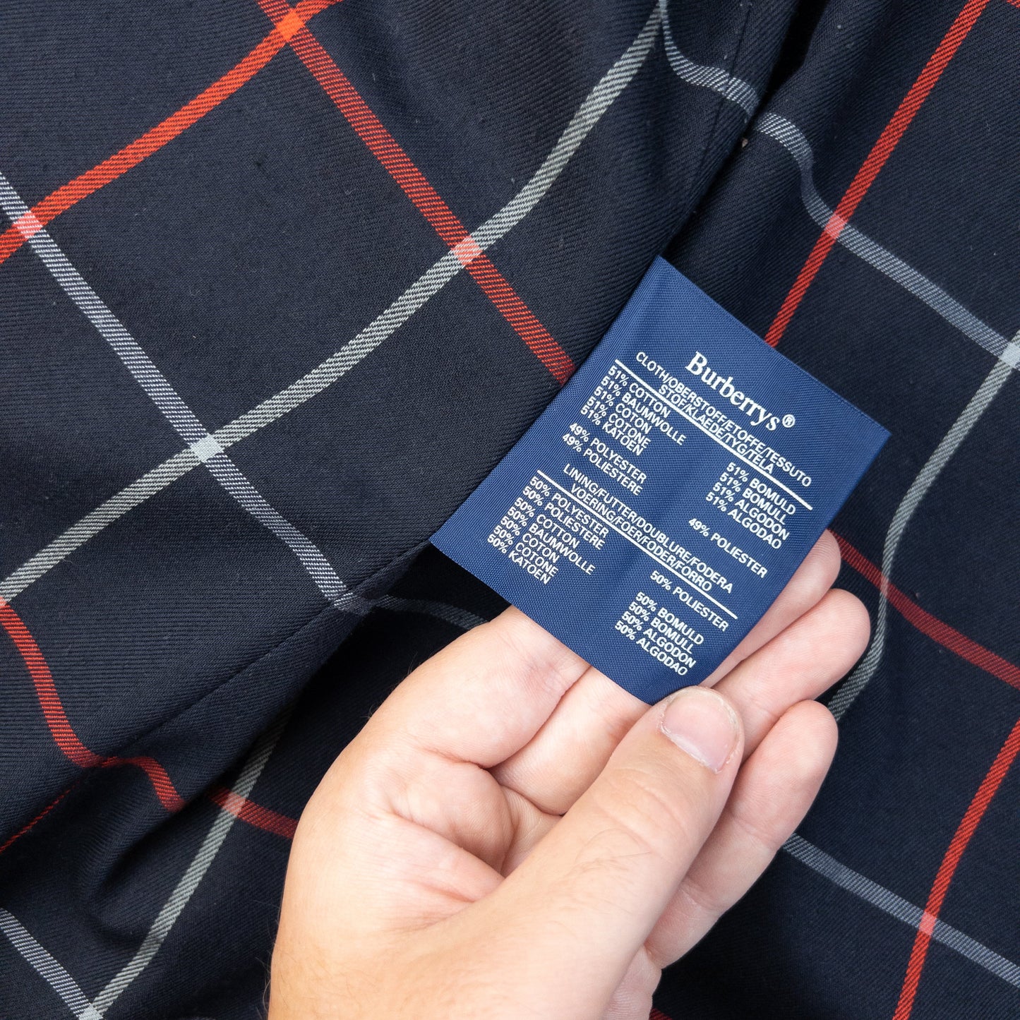 Vintage 90s Burberry Nova Check Lined Belt Waist Trench Jacket Womens Size XL | XL, Navy