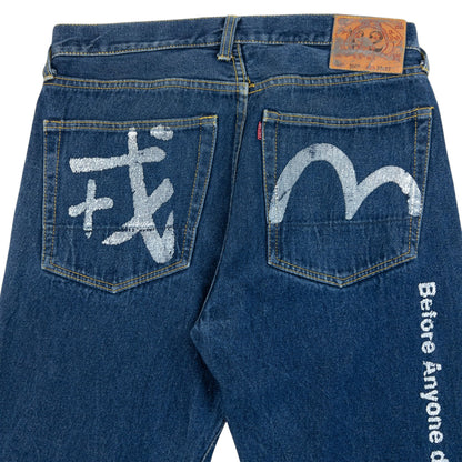 Vintage 2000s Evisu Gull Symbol Text Japanese Denim Jeans Size W32 | W32, Blue