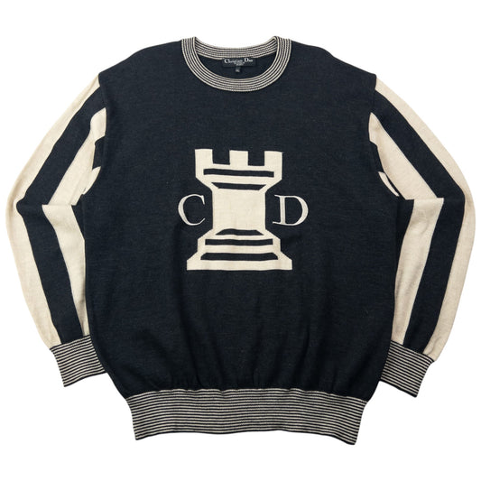Vintage 90s Dior Monsieur Sports Chess Rook Jumper Size M | Medium, Multicoloured