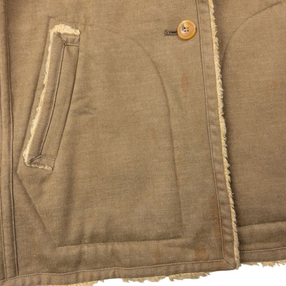 Vintage 90s Issey Miyake Fur Lined Button Up Jacket Size M | Medium, Beige