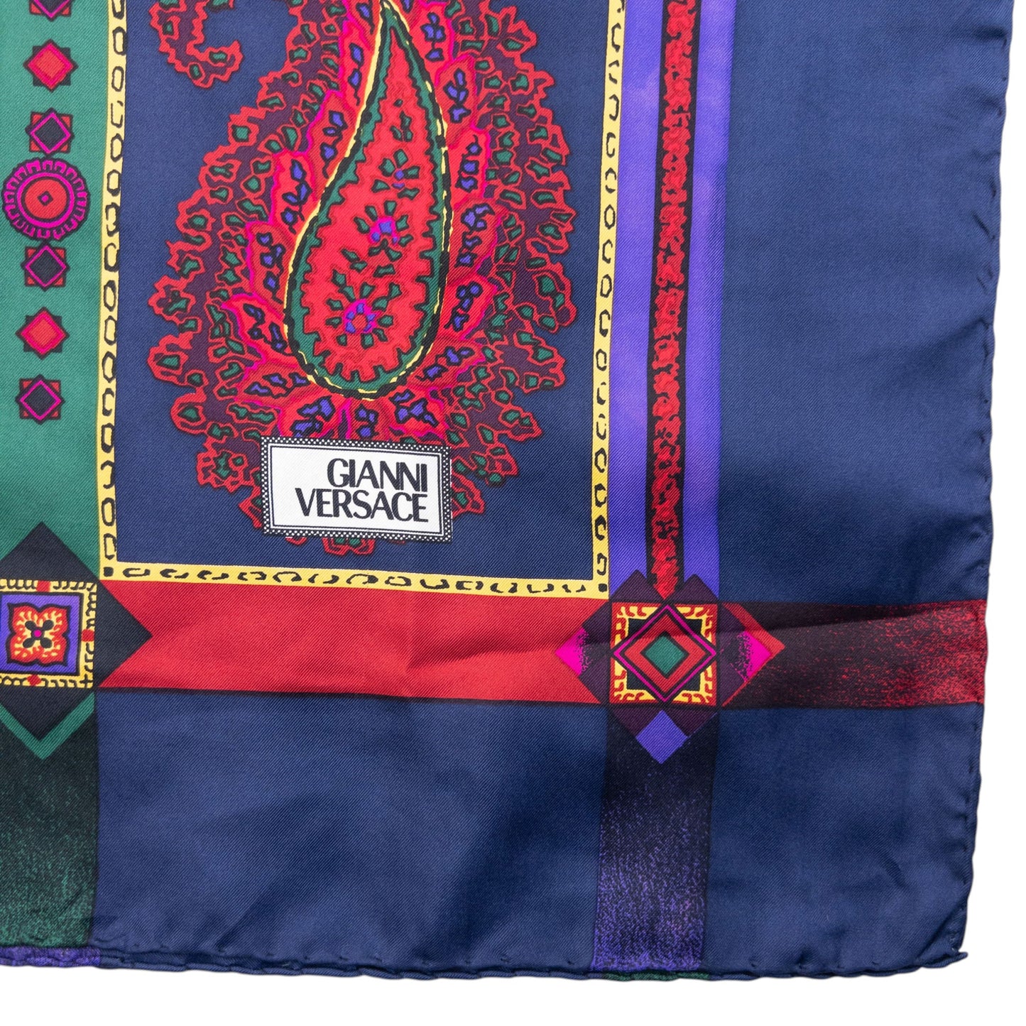 Vintage Gianni Versace Paisley Pattern Silk Scarf | O/S, Multicolour