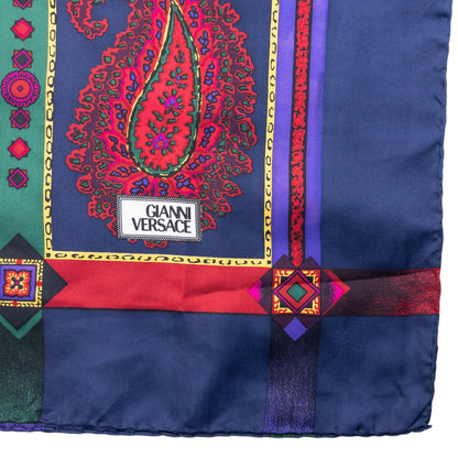 Vintage Gianni Versace Paisley Pattern Silk Scarf | O/S, Multicolour