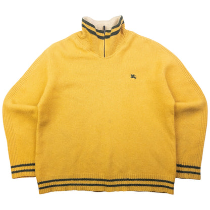 Vintage Burberry Q Zip Wool Jumper Womens Size S