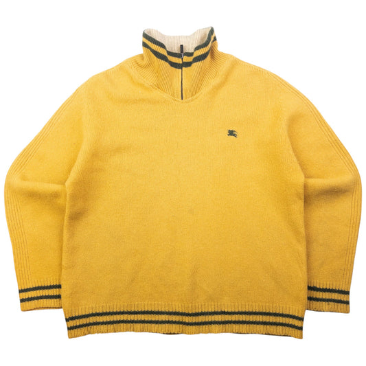 Vintage Burberry Q Zip Wool Jumper Womens Size S