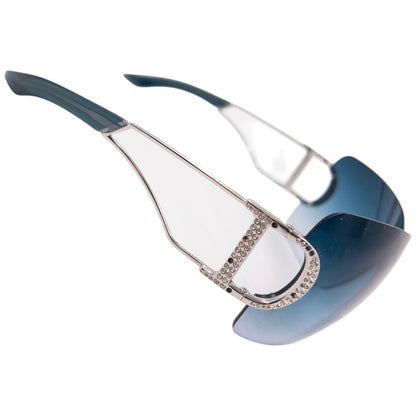Vintage 2000s Dior Swarovski DIORLY 1 Rimless Sunglasses | O/S, Blue