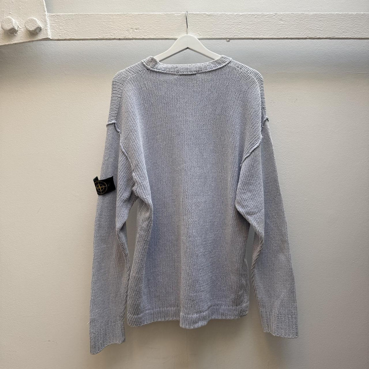 Stone Island Vintage 1990s Green Edge Chunky Knit Jumper – Pale Lilac/Grey (L/XL) | Large, Multicoloured
