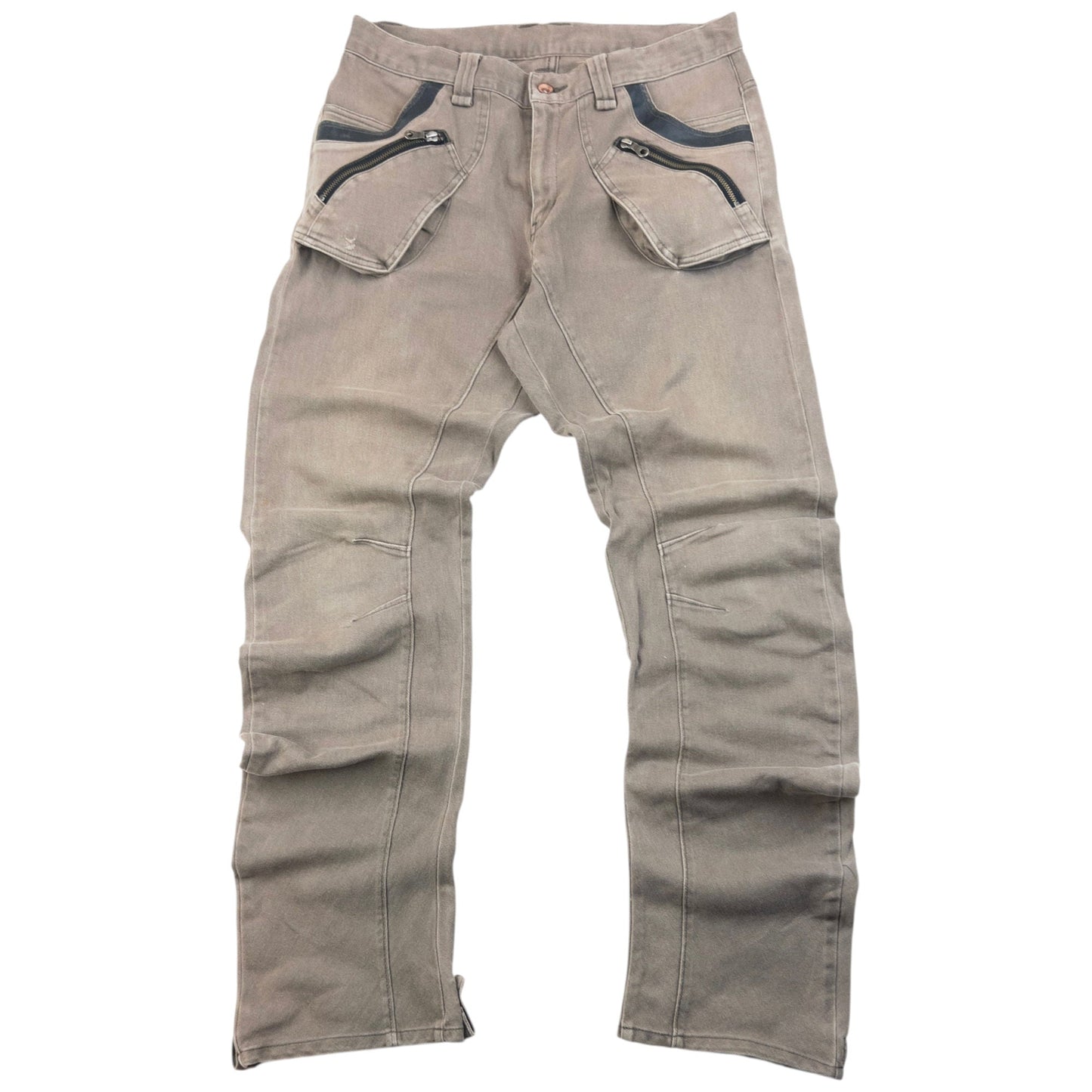 Vintage 2000s PPFM Curved Stacked Leg Denim Jeans Size W33 | W33, Beige