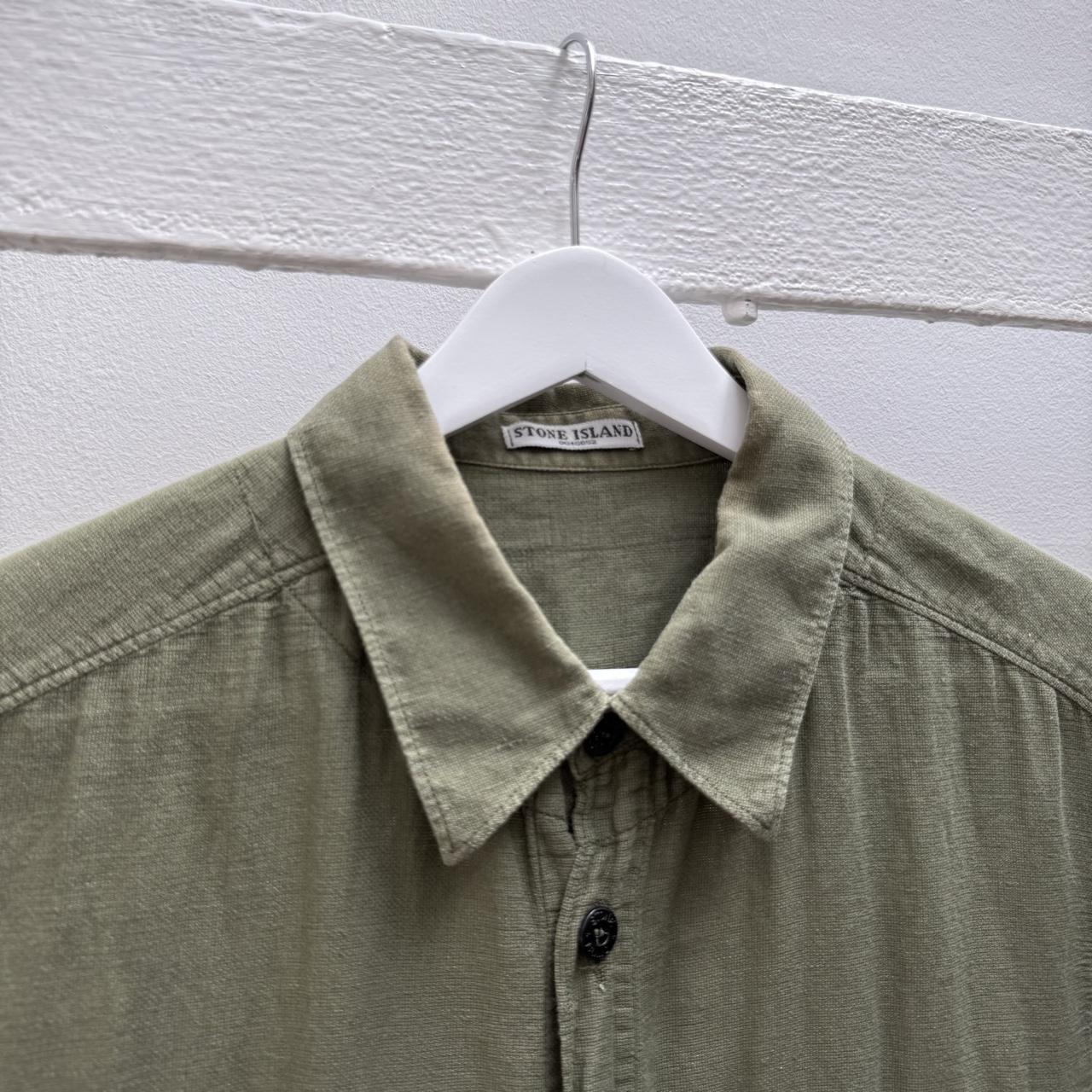 00s Stone Island Script Logo Linen Shirt (M) | Medium, Green
