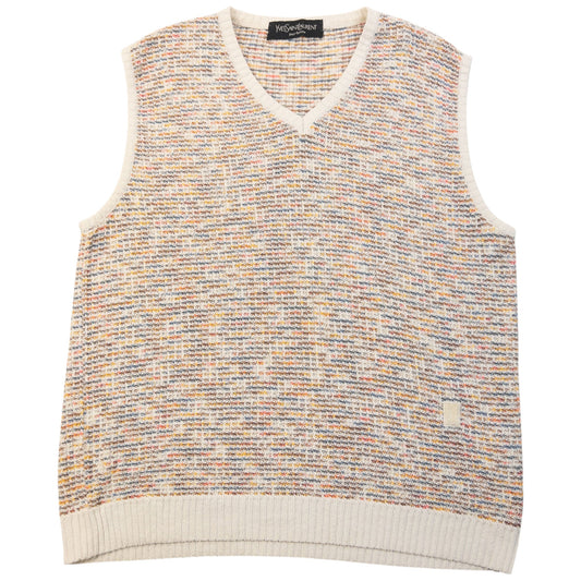 Vintage 90s YSL Yves Saint Laurent Knit Sweater Vest Size M | Medium, Multicolor