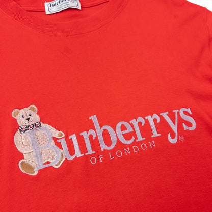 Vintage 90s Burberry Embroidered Teddy Bear Long Sleeve T Shirt Size M