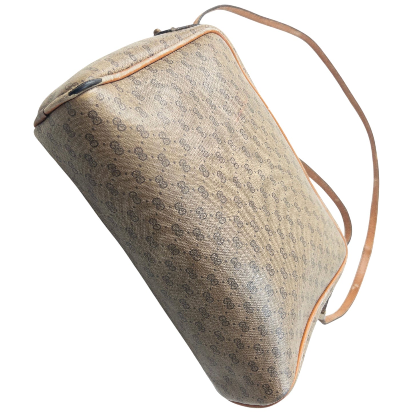 Vintage 80s Gucci Monogram Leather Crossbody Bag | O/S, Beige